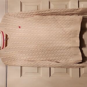 LILLY PULITZER PULLOVER CABLE KNIT CREAM SWEATER LONG SLEEVE